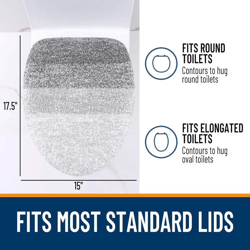 OLANLY Soft Microfiber Bathroom Toilet Lid Cover, Machine Washable Covers, 17.5x15, Stays in Place Rubber Backing, Fits Most Round, Elongated and Oblong Lids, Accessories Decor, Light Gray - Image 5